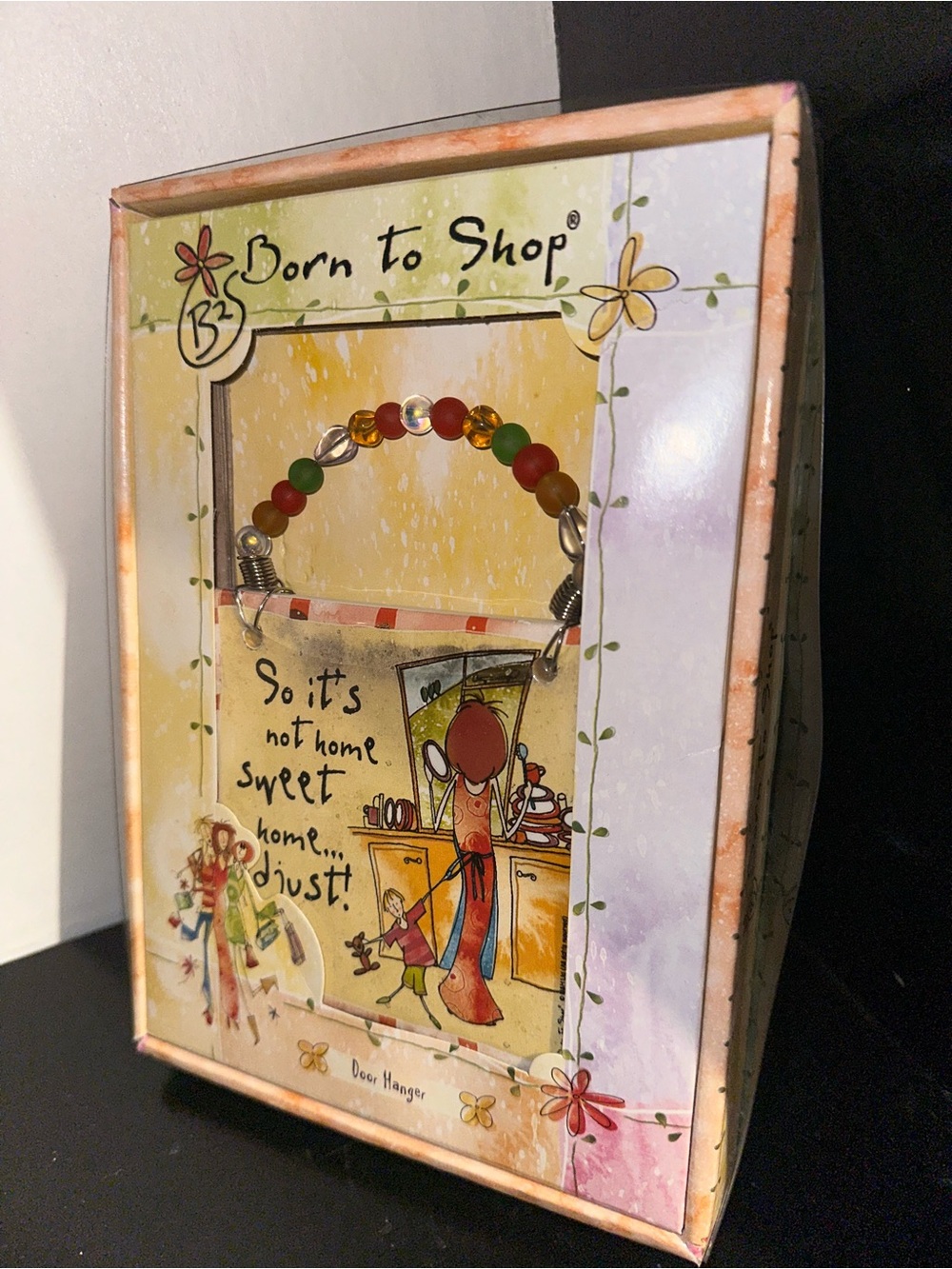 NEW Vintage Born To Shop B2S Door Hanger Plaque Home Sweet Home Ceramic Y2K